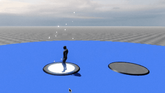 An avatar standing over a teleporting portal