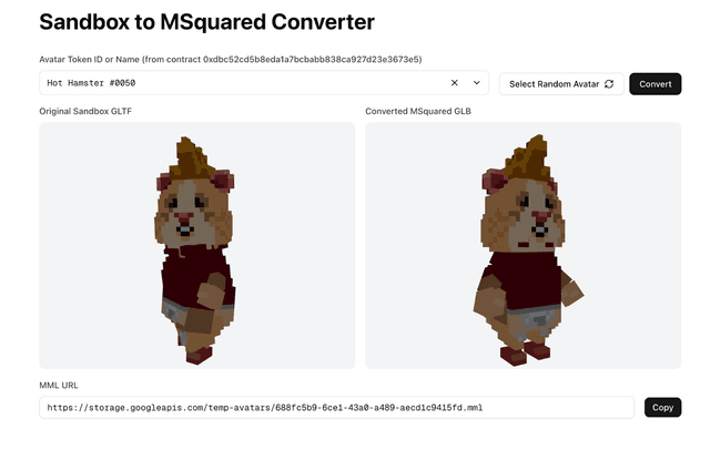 Bridging Worlds: Converting Sandbox Avatars for the Open Metaverse